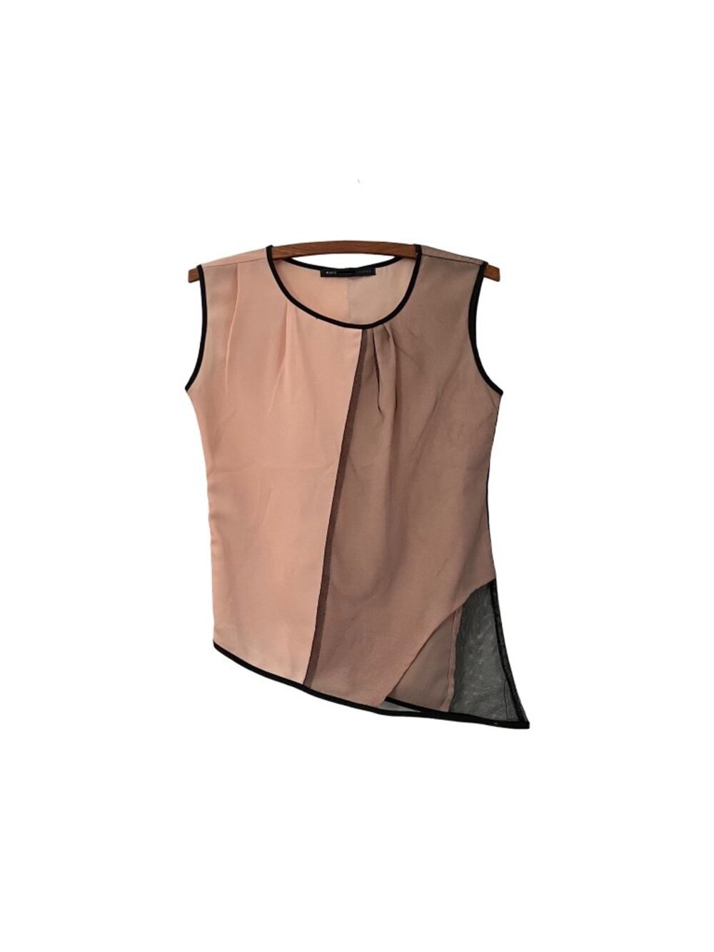 Marc Jacobs Womens Pinky Beige Black Mesh Panel Sleeveless Asymmetric Top Size S